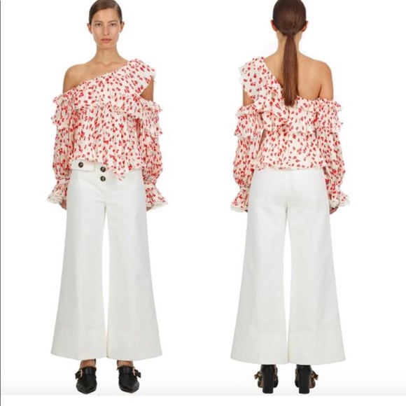 Self-Portrait Lace Asymmetrical Floral Print Top - Picture 3 of 5